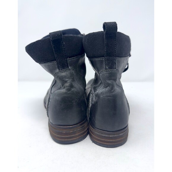 Men's ALDO combat Boots shoes Distressed Black Round Toe Laces used Size 8 - Picture 3 of 10